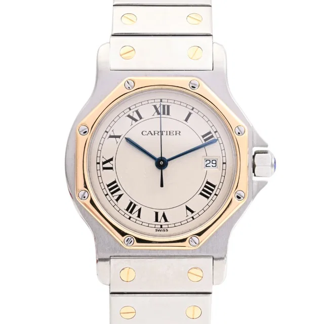 Cartier Santos Octagon LM W2001583 Quartz Ivory in White from VINTAGE QOO TOKYO