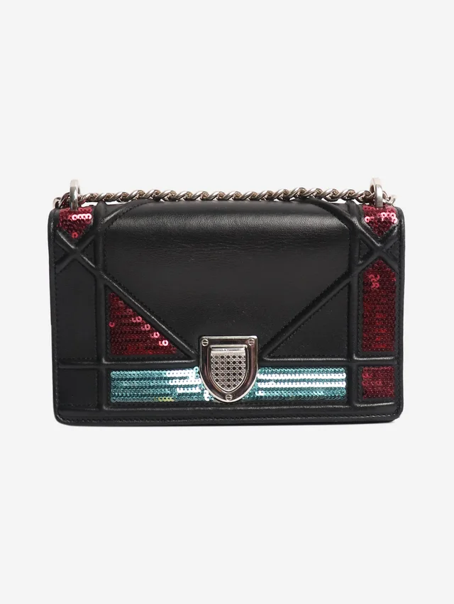 Dior Black small sequin Diorama crossbody bag in Black Leather from Sign of the Times