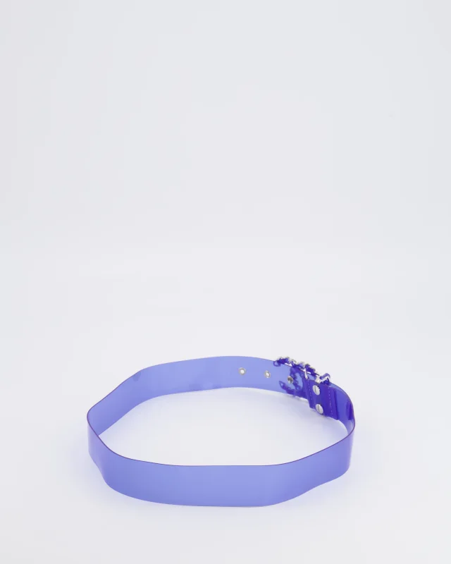 Chanel 18C Blue PVC Belt with Silver CC Chain Logo Buckle 65cm in Blue from Sellier, photo 7 of 8