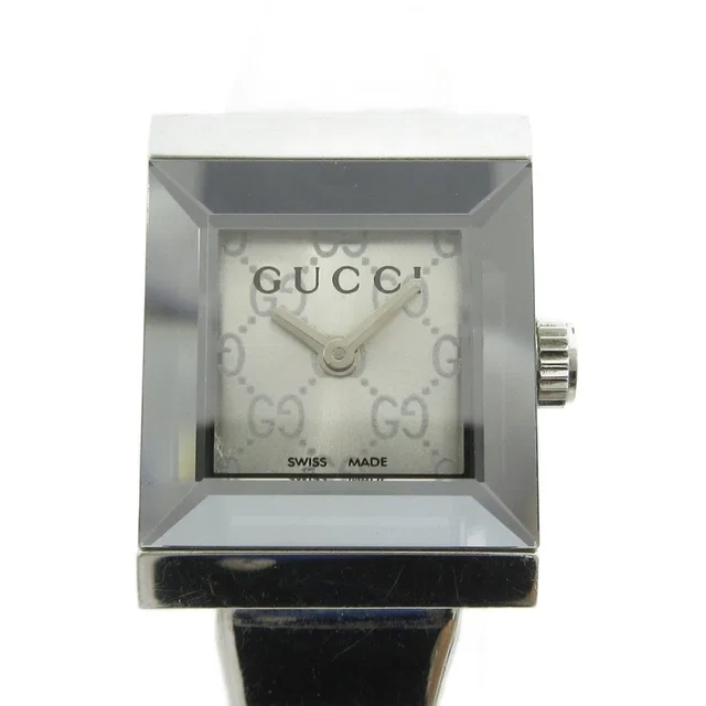 Gucci Frame Watch Square Quartz 128.5 Dial GG Pattern Silver Color MG in Silver from The Reluxe