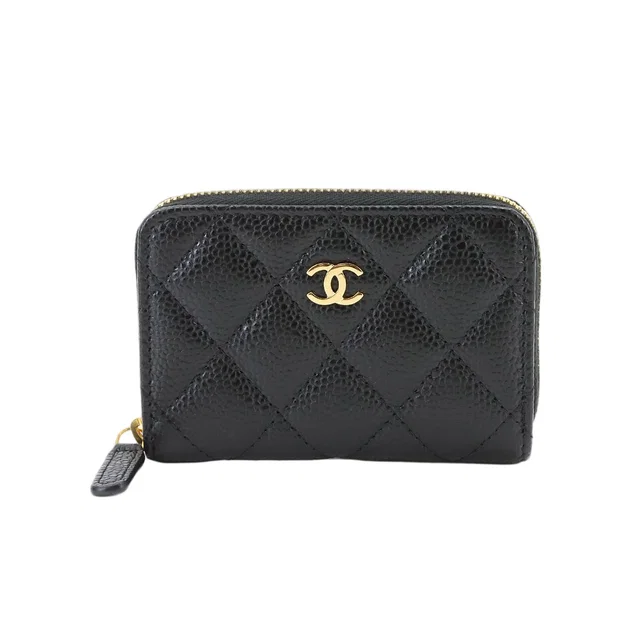 Chanel Quilted Classic Zip Coin Purse Caviar Leather Black in Black Caviar leather from The Reluxe