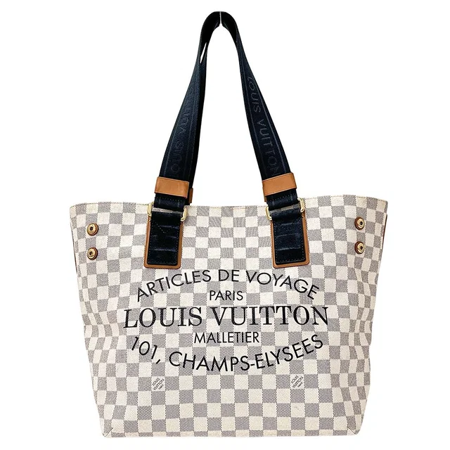 Louis Vuitton Damier Azur Tote Bag Plan Soleil Cava PM SS Collection in Canvas from The Reluxe