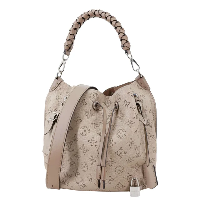 Louis Vuitton Muria Mahina Perforated Leather Shoulder Bucket Bag Creme Beige in Beige Leather from Dallas Designer Handbags
