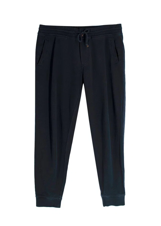 Brunello Cucinelli Navy Sweatpants in Navy Leather from HEWI