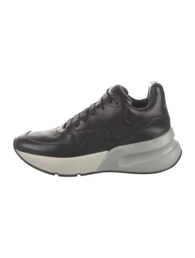 Alexander McQueen Leather Chunky Sneakers in black Leather from The RealReal