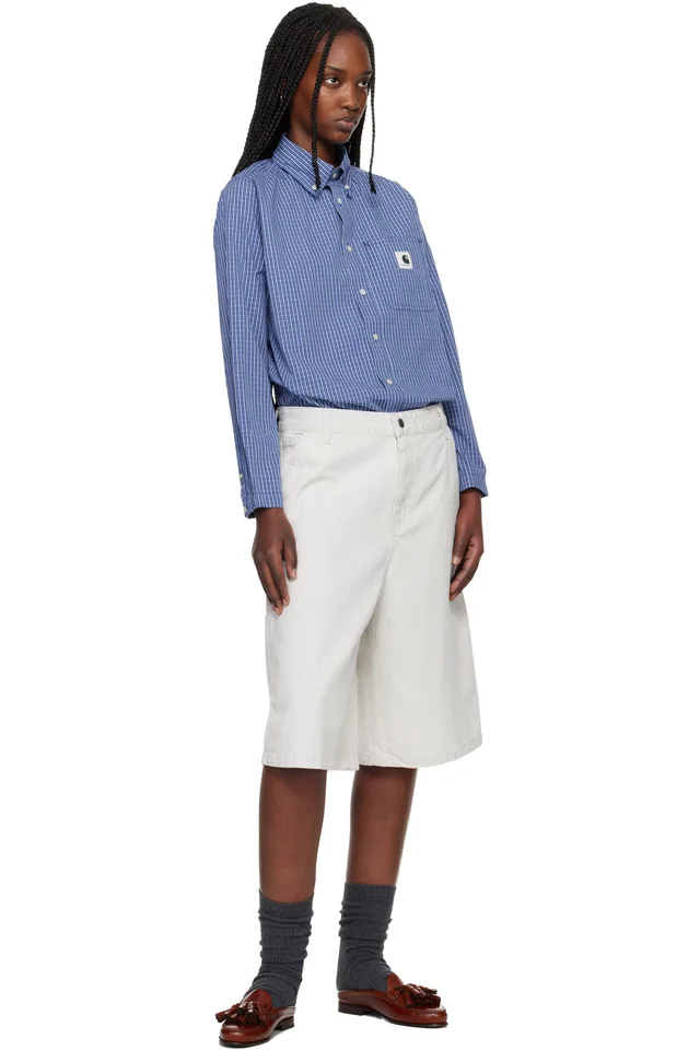 Carhartt Work In Progress Off-White Mercer Stripe Denim Shorts, photo 4 of 4 from SSENSE