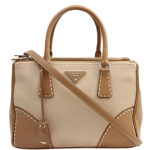 Prada Canapa 2-way Bag Beige in Beige Canvas from VINTAGE QOO TOKYO