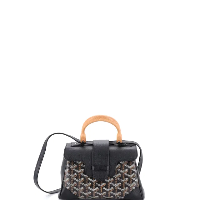 Goyard Saigon Top Handle Bag Coated Canvas with Leather Mini in black Coated canvas from Rebag