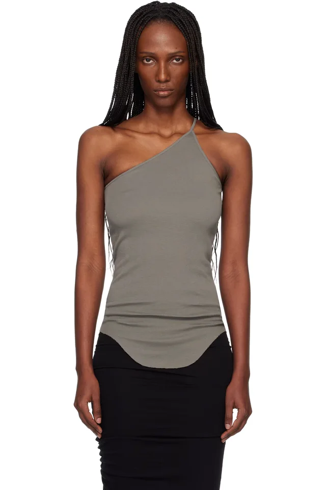 Rick Owens Khaki Temple One Shoulder Top, image 1 of 1 from SSENSE