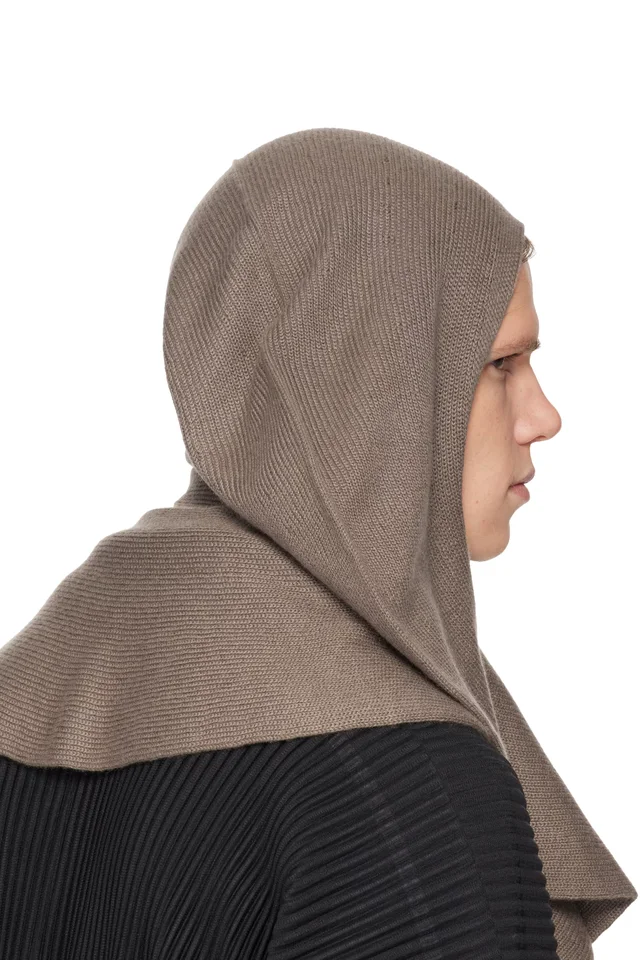 HOMME PLISSÉ ISSEY MIYAKE Taupe Cashmere Winter Gear Scarf, photo 3 of 4 from SSENSE
