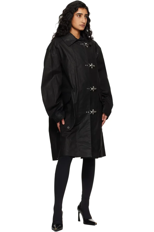 VETEMENTS Black Fireman Hooks Coat, photo 4 of 4 from SSENSE