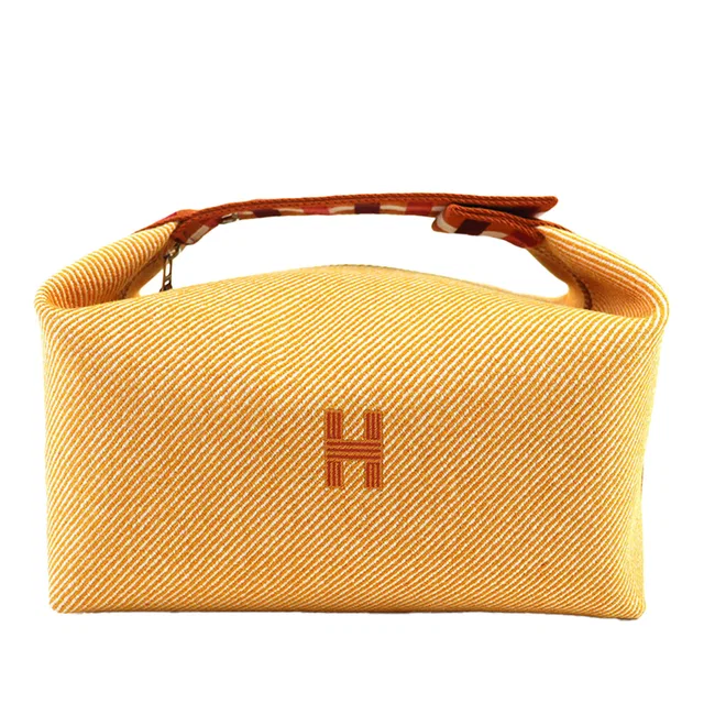 Orange Hermès Large Wool Bride A Brac Au Carre Case Vanity Bag in Orange Wool from Designer Revival