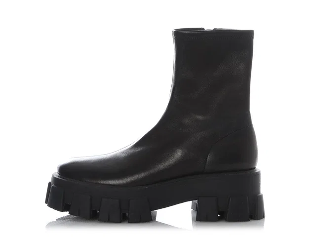 Prada Black Stretch Nappa Leather Monolith Booties in Black Nappa leather from Ann's Fabulous Finds