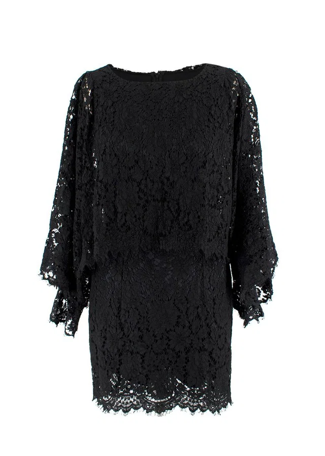 Dolce & Gabbana Black Lace Mini Dress in Black Silk from HEWI