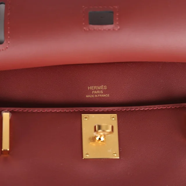 Hermès Jypsiere Mini Rouge H Swift Gold Hardware in Burgundy Swift from Madison Avenue Couture, photo 8 of 9