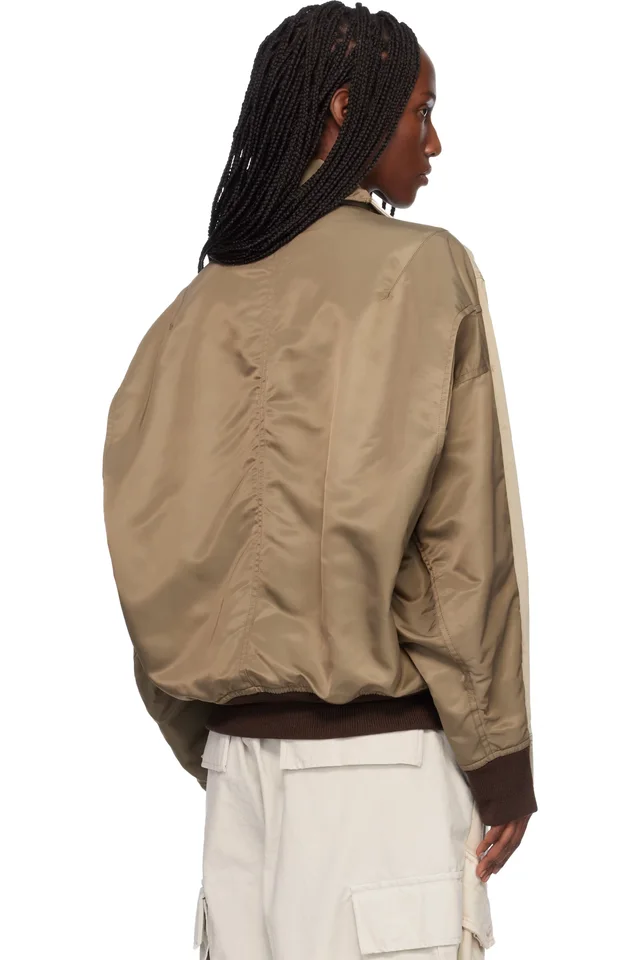 Maison MIHARA YASUHIRO Beige & Khaki Front Back Combined Zip-Up Jacket, photo 3 of 4 from SSENSE