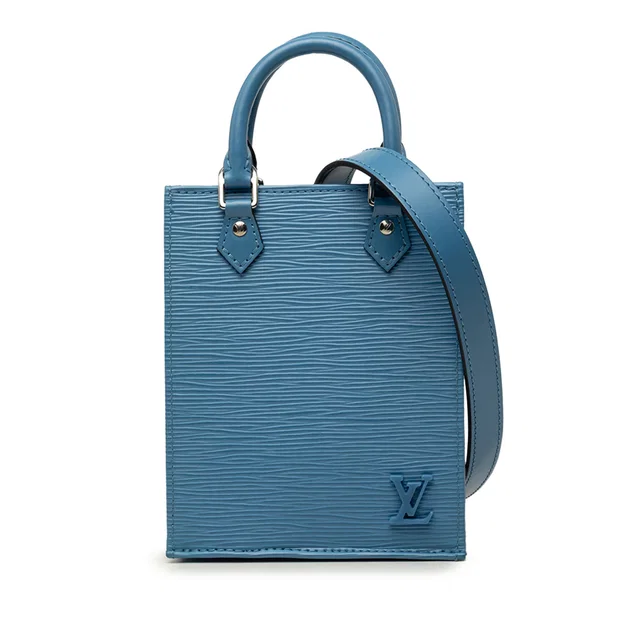 Blue Louis Vuitton Epi Petit Sac Plat Satchel in Blue Leather from Designer Revival