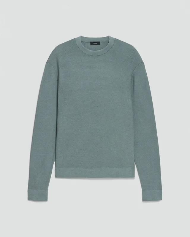 Theory Crewneck Sweatshirt in Silk-Cotton in LIGHT PINE GROVE 70% Silk, 30% Cotton; Exclusive Of Elastic, photo 6 of 12 from Theory
