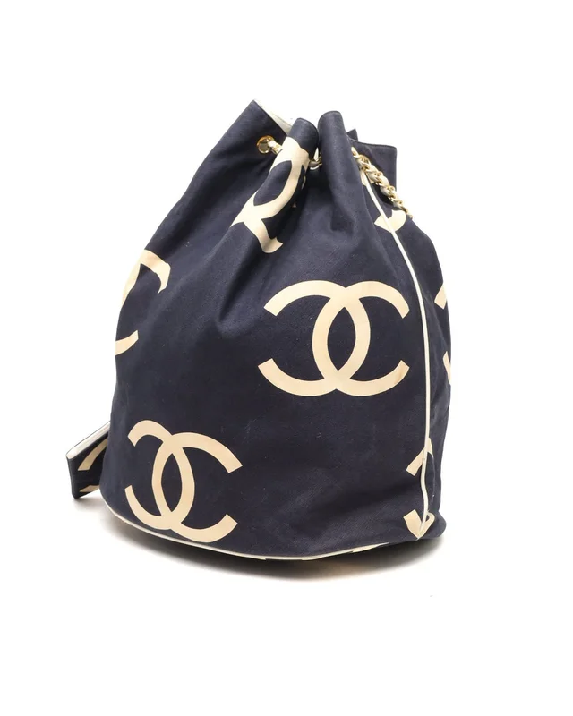 Chanel CC Drawstring Bucket Bag in Canvas from A Retro Tale, photo 3 of 13