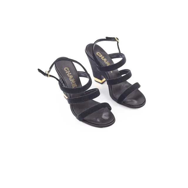 Chanel Heels 37.5 in Black Suede from The Purse Affair