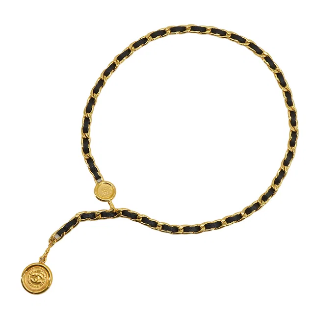 Chanel Vintage Chain Belt Leather Cocomark Accessory 94A in Leather from Luxury Promise
