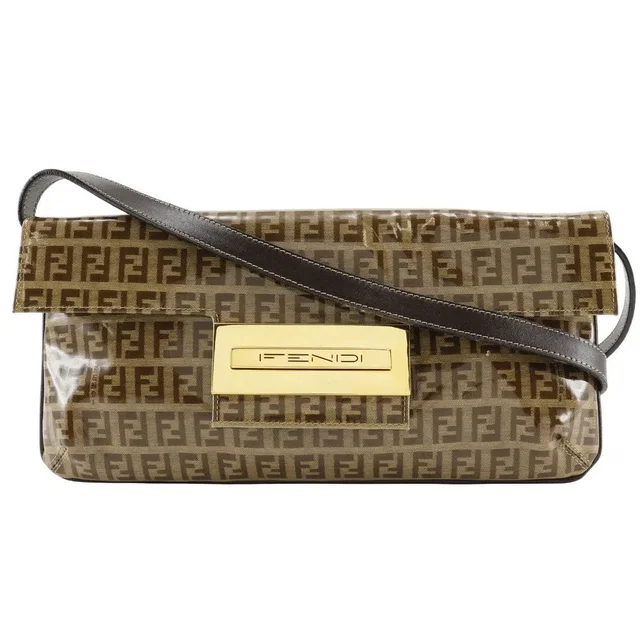 Fendi Zucchino Mamma Baguette Vinyl Brown Plastic Bag in Brown from HEWI