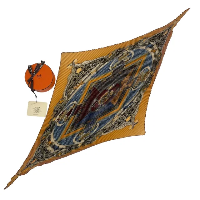 Hermès Scarf Pleated Silk Lion Yellow in Yellow Silk from The Reluxe