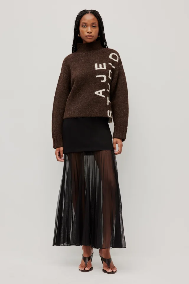 Aje Studio Santiago Logo Knit Jumper in Brown from Aje, photo 1 of 1