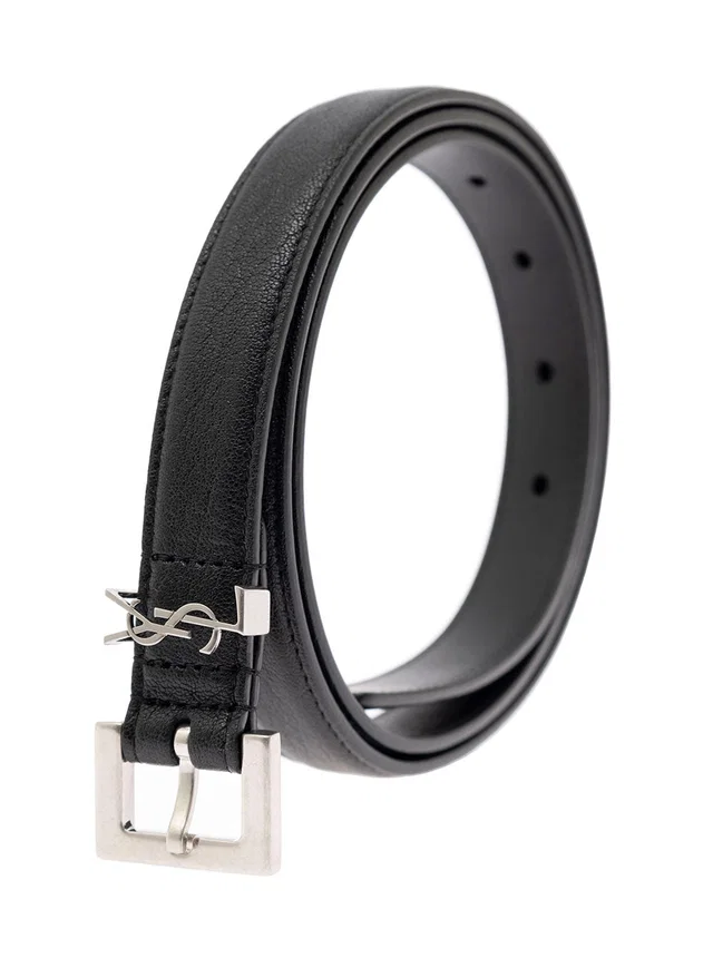 Saint Laurent Lambskin Belt — Black in Black Lambskin from HEWI