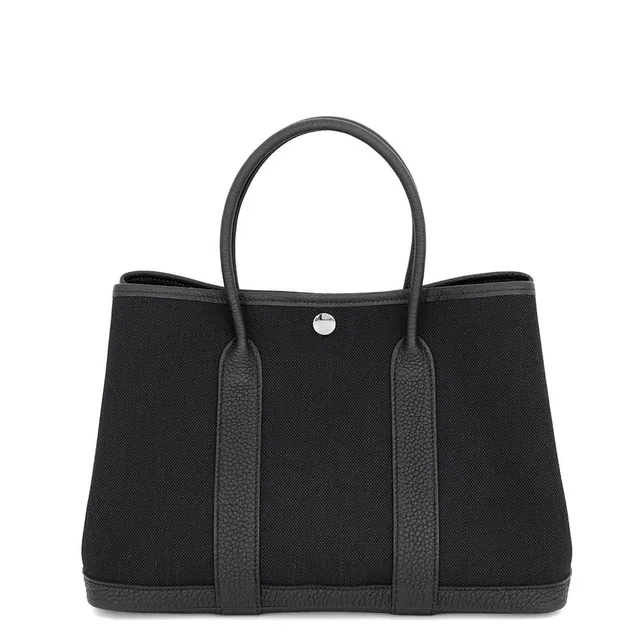 Hermès Tote Bag Garden Party TPM Black Silver Toile H Negonda in Black from The Reluxe