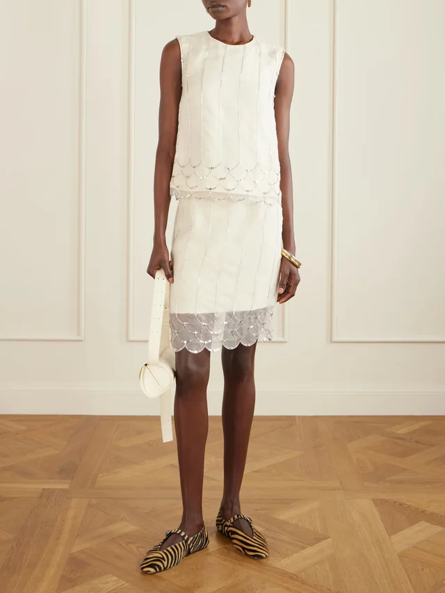 WALES BONNER Triumph embellished silk-organza skirt in White, photo 2 of 2 from NET-A-PORTER (Canada)
