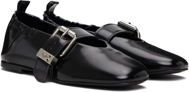 GANNI Black Sue Ballerina Flats, photo 9 of 10 from SSENSE