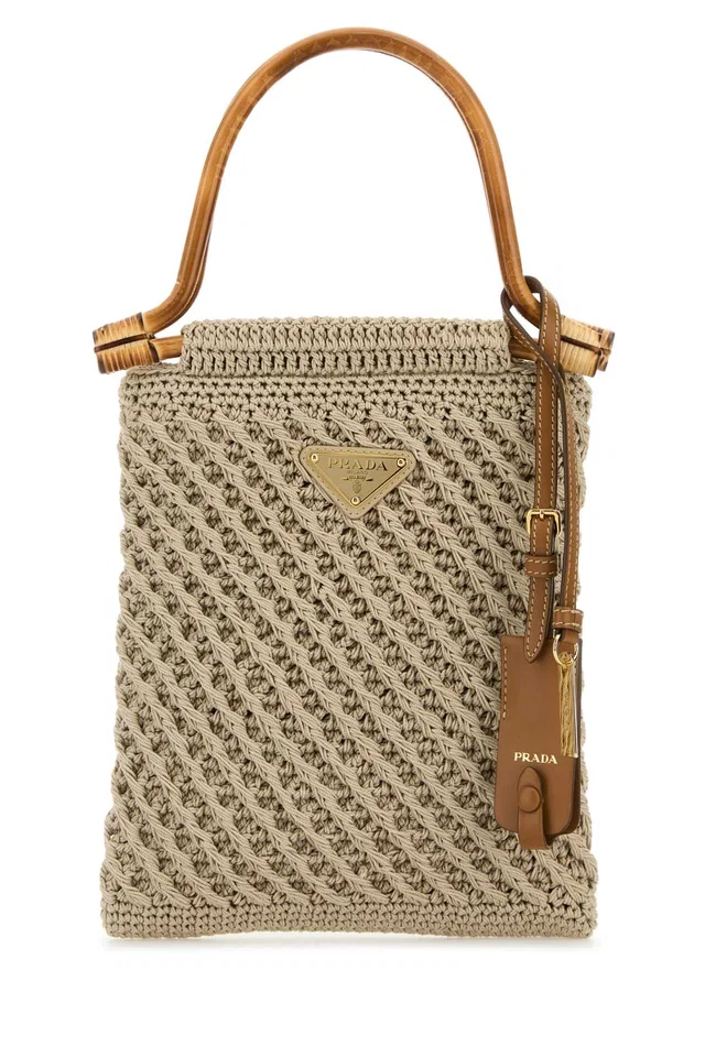 Prada Mano Top Handle Bag — Beige Co-calamusrotang in Beige Leather from HEWI