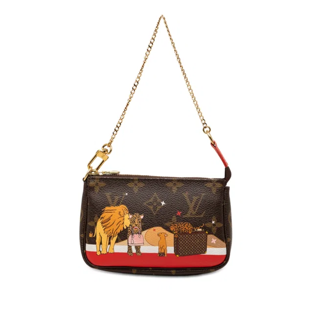 Brown Louis Vuitton Monogram Cats Christmas Animation Mini Pochette Accessories Shoulder Bag in Brown Coated canvas from Designer Revival