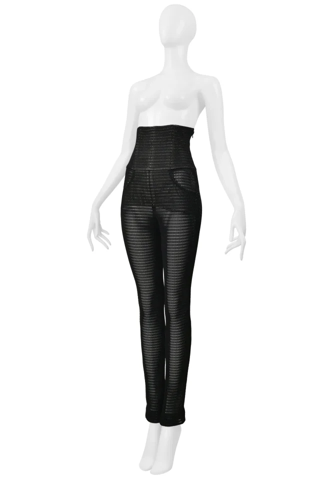 Chanel Black Open Mesh High Waisted Pants in Black Nylon from Resurrection Vintage, photo 4 of 8