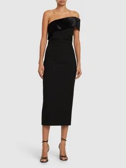 Roland Mouret Midi dress with asymmetric neckline in 86% Polyester, 10% Viscose, 4% Elastane, photo 2 of 5 from LUISAVIAROMA
