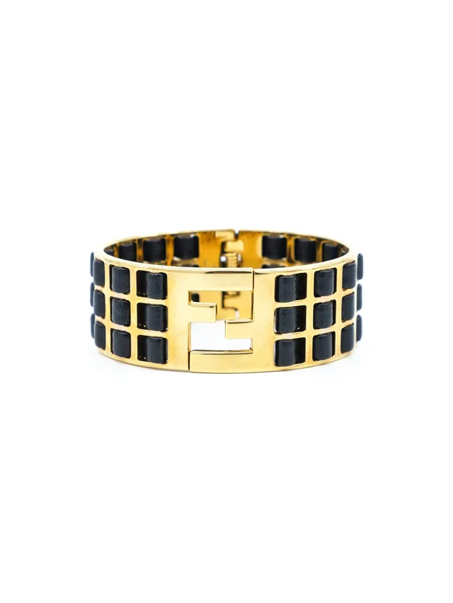Fendi Fendista Leather Woven Bangle in Woven leather from Arcade Vintage