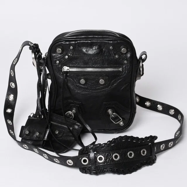 Balenciaga le Cagole XS Shoulder Bag Black Lambskin Silver in Black Lambskin from The Reluxe