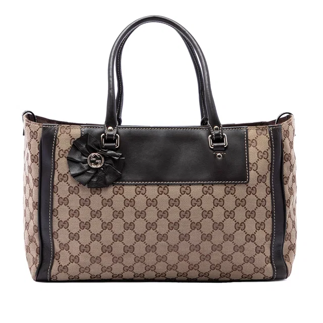 Brown Gucci GG Canvas Trophy Tote in Brown Canvas from Designer Revival