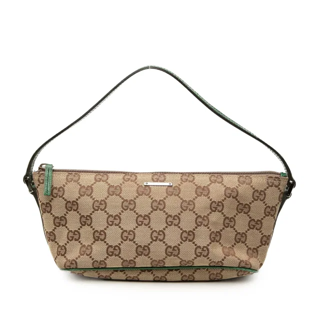 Green Gucci GG Canvas Boat Shoulder Bag in Green Canvas from Designer Revival