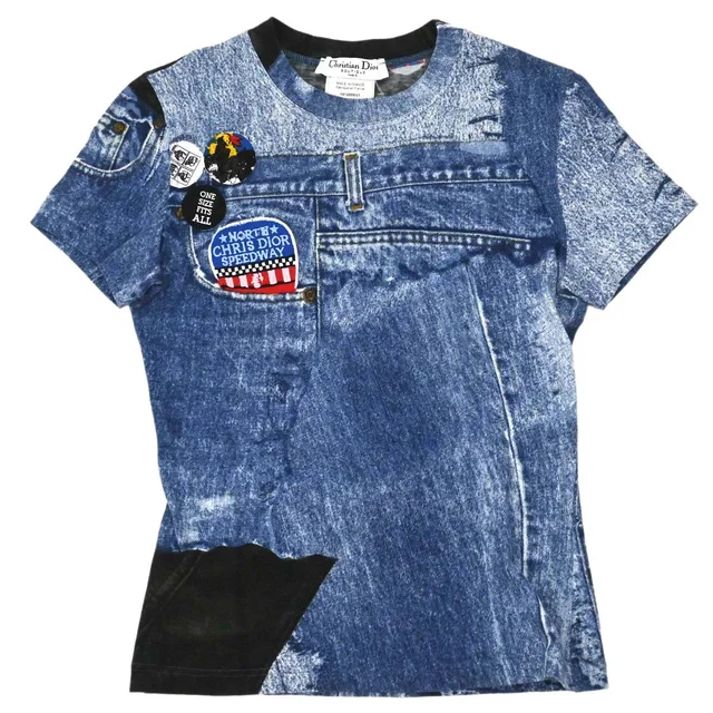 Dior 2001AW Miss Diorella Denim Print T-shirt #38 in Denim from AMORE Vintage Tokyo
