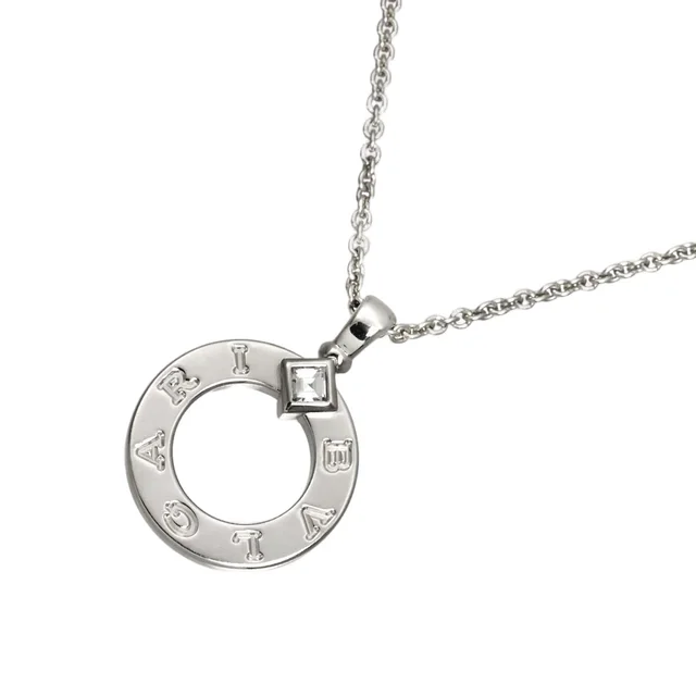 Bvlgari Double Logo Diamond Necklace 45 18k White Gold in White from The Reluxe