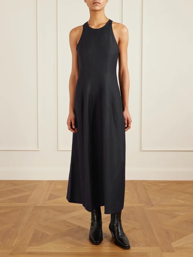 BRUNELLO CUCINELLI Paneled twill midi dress in Black, photo 2 of 2 from NET-A-PORTER (Canada)