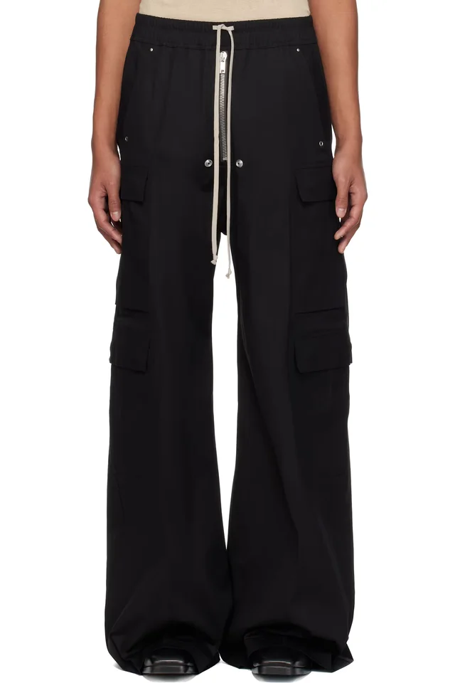 Rick Owens Black Temple Cargobelas Cargo Pants, image 1 of 1 from SSENSE