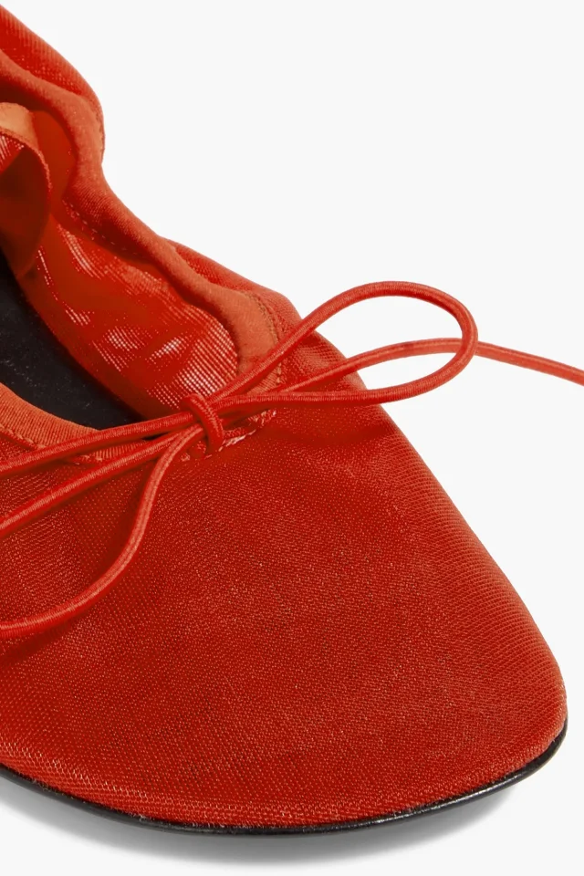 Proenza Schouler Glove Bow-Detailed Mesh Mary Jane Flats in Red, photo 4 of 4 from THE OUTNET