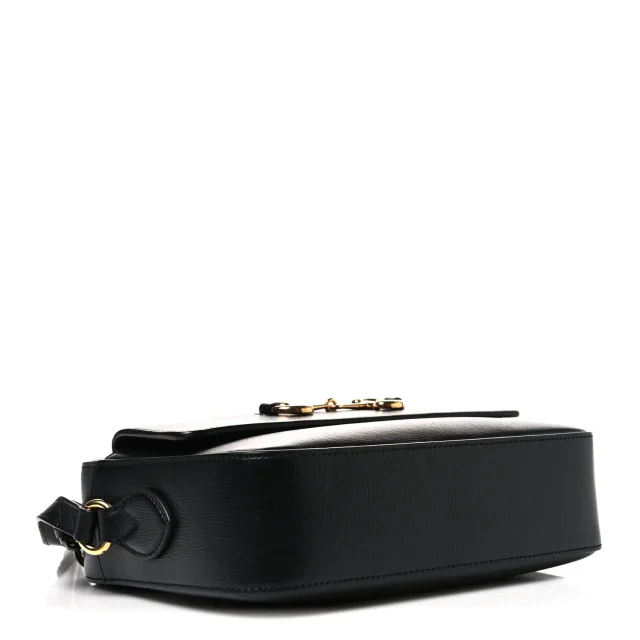 Gucci Textured Calfskin Small Horsebit 1955 Shoulder Bag Black in Black Calfskin from FASHIONPHILE, photo 4 of 11
