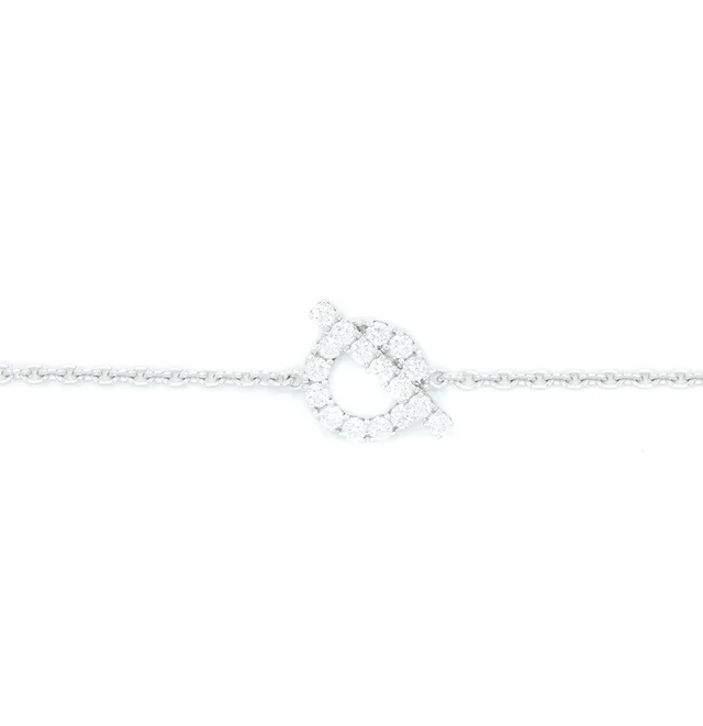 Hermès Size SH Finesse Bracelet White Gold Diamonds in White from EMIER