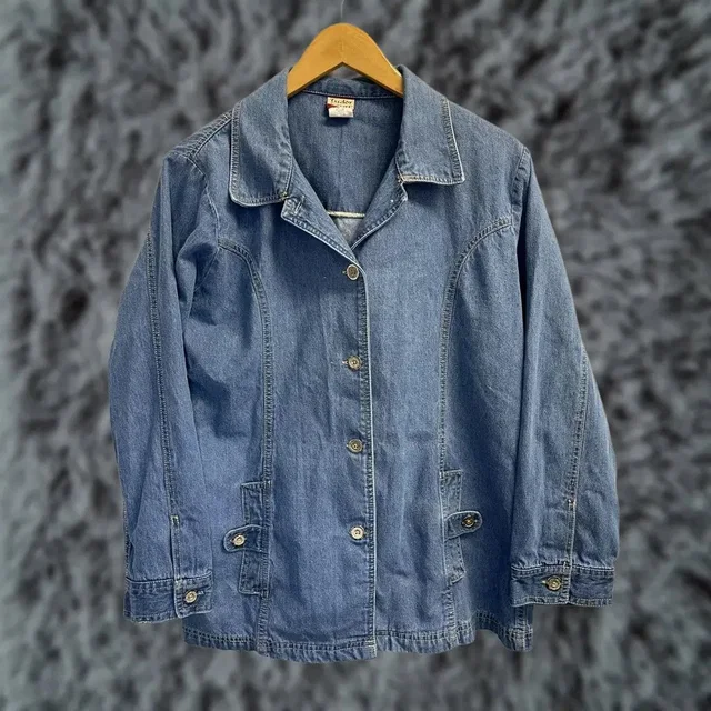 Tudor Court Jacket Womens Size M Blue Denim Button Up Jean Coat Blazer, Women's (Size 32) in blue Denim from Grailed