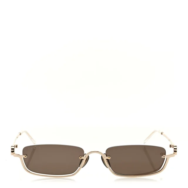 Gucci Metal Rectangular Frame Sunglasses GG1278S Brown Gold in Brown from FASHIONPHILE, photo 2 of 8