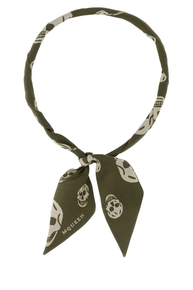 Alexander McQueen Skinny Scarf — Green Exterior: Silk Scarfs in Green Silk from HEWI
